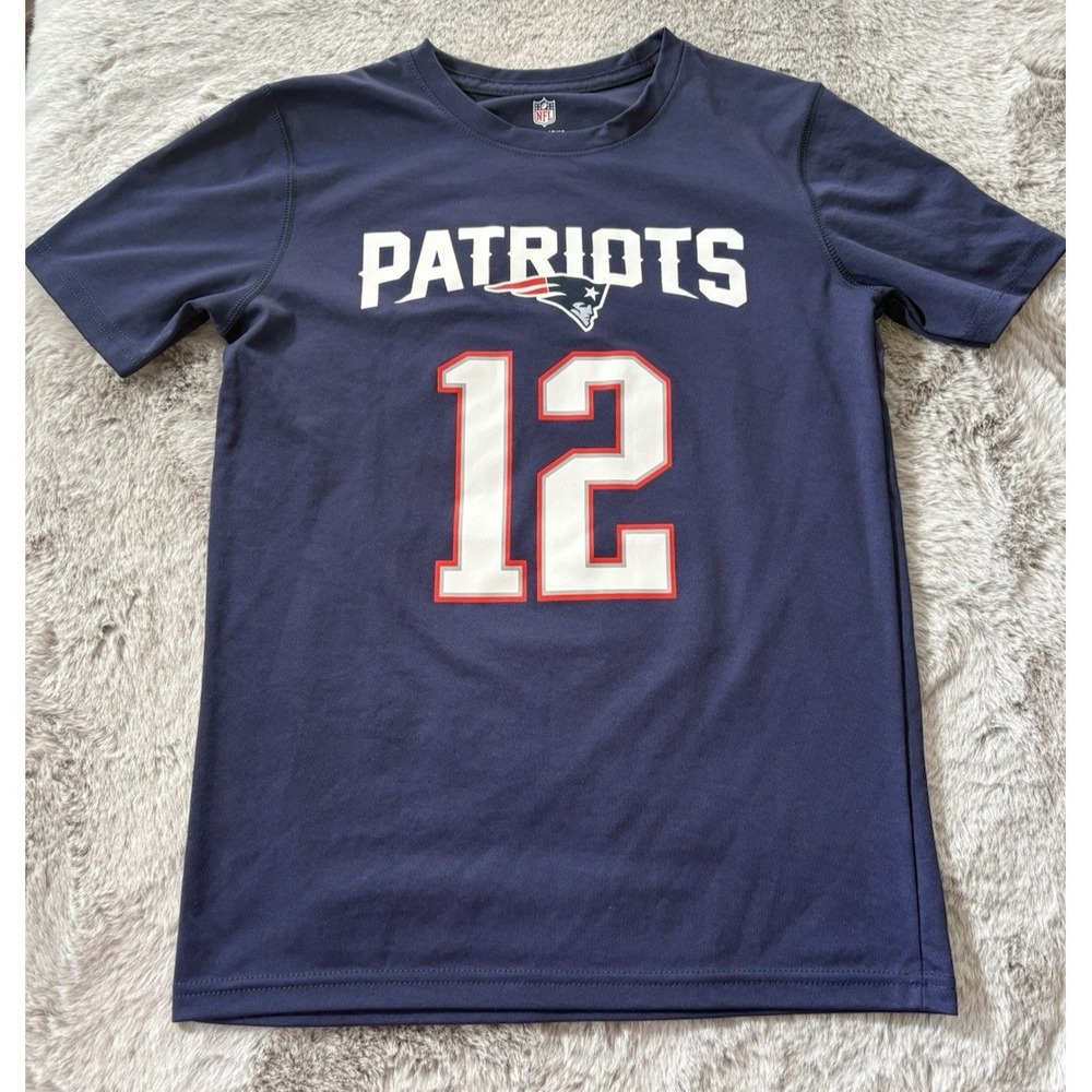 NFL Apparel tee shirt‎ youth size M 10-12 New England Patriots # 12 Brady